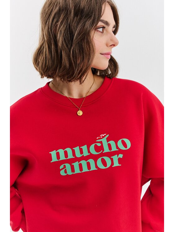 NAOKO NAOKO Bluza Mucho Amor Czerwony Regular Fit