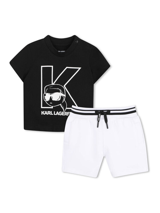 Karl Lagerfeld Kids Karl Lagerfeld Kids Marškinėlių ir šortų komplektas Z31074 Juoda Regular Fit