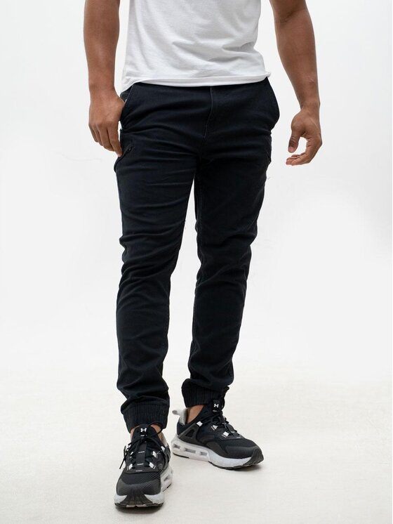MyStars MyStars Spodnie materiałowe Joggery Klasyczne 6 kieszeni 30 Czarny Regular Fit