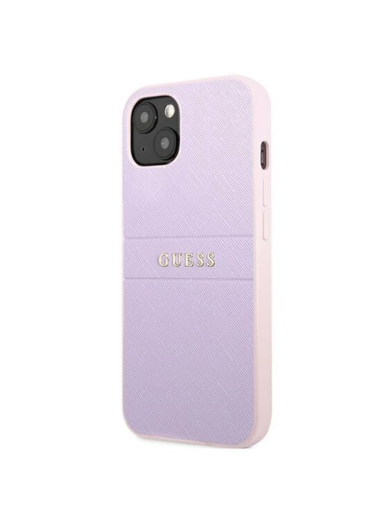 Guess Guess Etui na telefon Saffiano Hot Stamp & Metal Logo Fioletowy