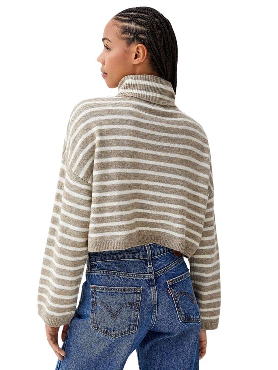 ONLY ONLY Πουλόβερ Maglia donna onltalio ls stripe short rollneck Μπεζ Comfort Fit