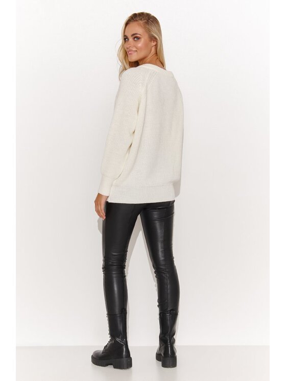 Makadamia Makadamia Sweter S140 Biały Regular Fit