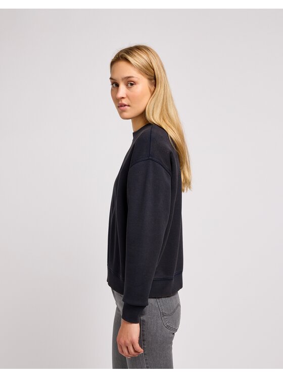 Lee Lee Bluza Crew Sws Unionall Blk Czarny Regular Fit