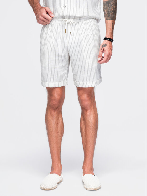 Ombre Ombre Szorty materiałowe OM-SRCS-0208 Biały Regular Fit