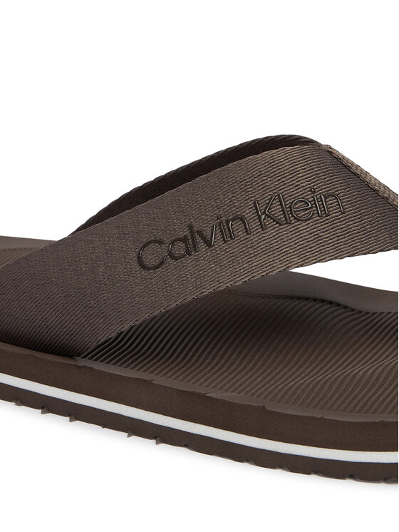 Calvin Klein Calvin Klein Šlepetės per pirštą Logo Webbing Strap HM0HM02106 Ruda