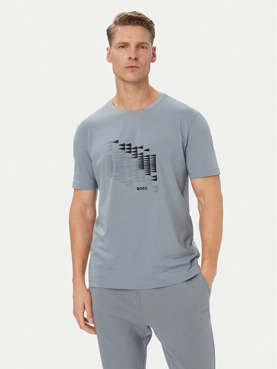BOSS BOSS Футболка Network Flag 50566853 Сірий Regular Fit