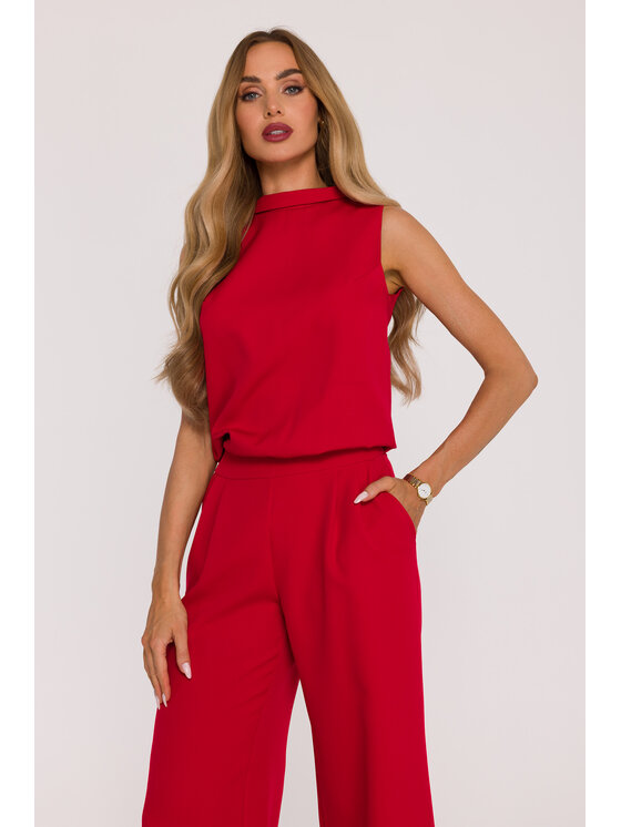 Made of Emotion Made of Emotion Kombinezon M382 Czerwony Wide Leg