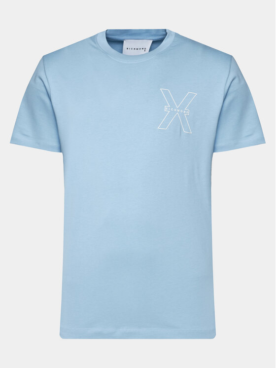 Richmond X Richmond X Tricou Rached UMP24031TS Albastru celest Regular Fit