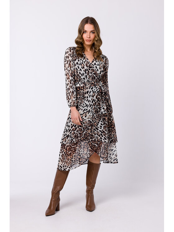 Stylove Stylove Každodenní šaty S341 Hnědá Regular Fit