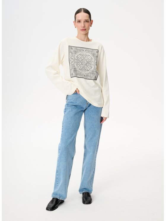 LEBRAND LEBRAND Longsleeve Nero Biały Regular Fit