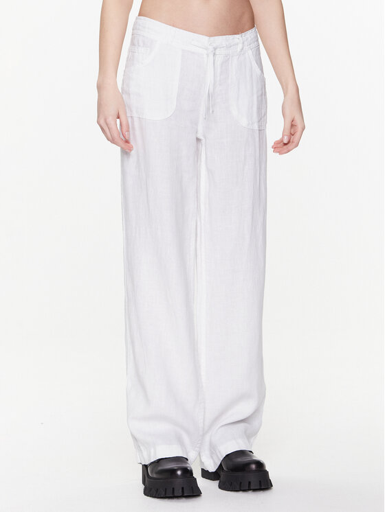 BDG Urban Outfitters BDG Urban Outfitters Текстилни панталони BDG LINEN FIVE POCKET 76475037 Бял