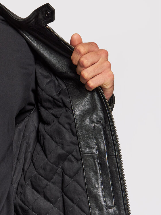 Pepe Jeans Pepe Jeans Кожено яке Peter PM402442 Черен Regular Fit
