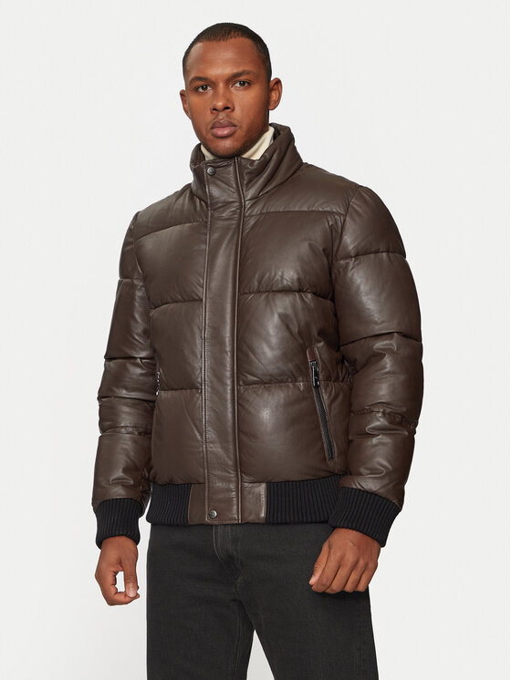 Milestone Milestone Geacă de piele Wesley 431040 21085 Maro Regular Fit