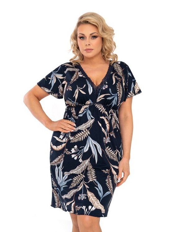 DONNA Koszula Nocna Helen Plus Size Granatowy Standard Fit Modivo Pl