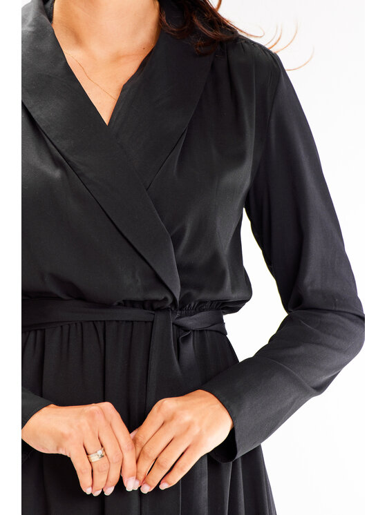 Awama Awama Sukienka letnia A604 Czarny Basic Fit
