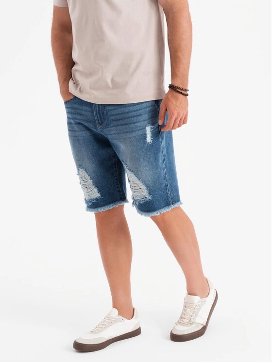 Ombre Ombre Szorty jeansowe OM-SRDS-0157 Niebieski Regular Fit