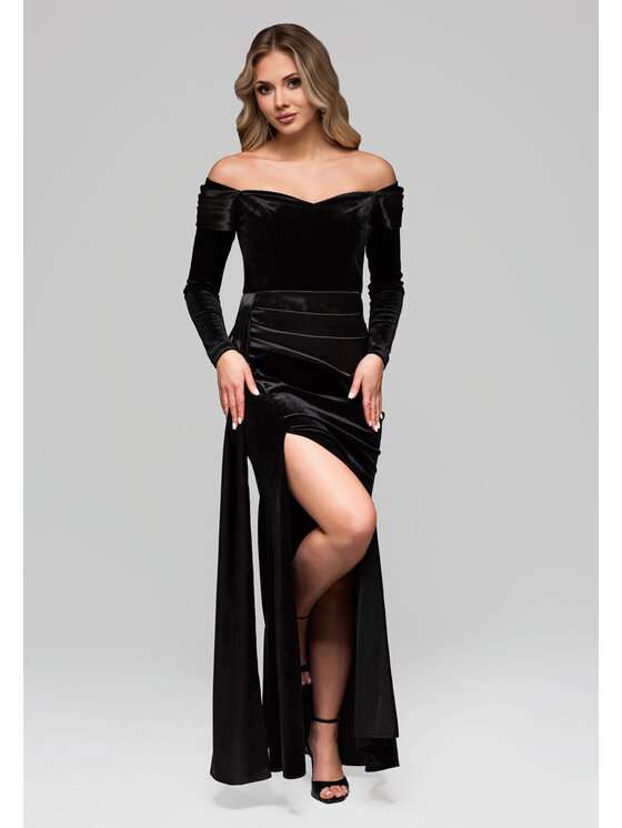 Ombre Ombre Sukienka wieczorowa LA-OM-DLR254 Czarny Regular Fit