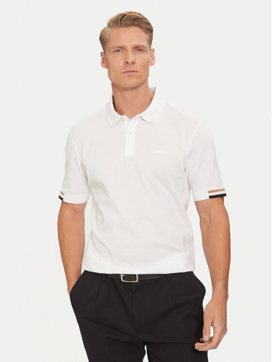 BOSS Męskie Polo, rozmiar 3XL, Białe, Parlay 147 50467113