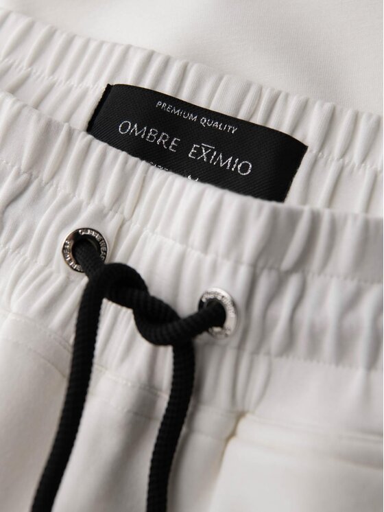 Ombre Ombre Spodnie dresowe OM-PASK-0223 Biały Regular Fit