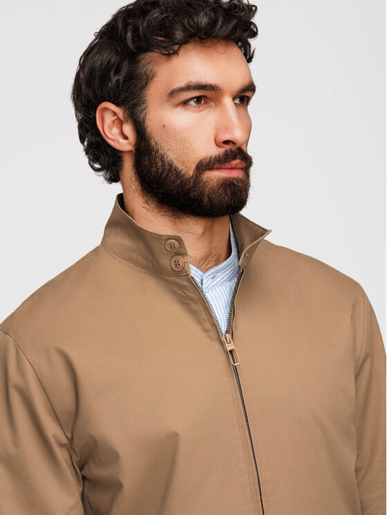 Ombre Ombre Kurtka przejściowa OM-JANP-0326 Brązowy Regular Fit