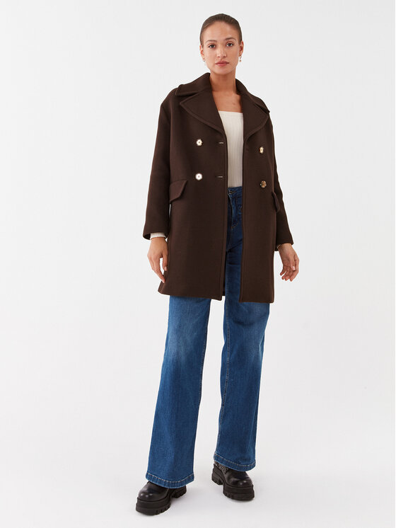 PINKO Pinko Μάλλινο παλτό Effetto 101747 Y7DY Καφέ Regular Fit