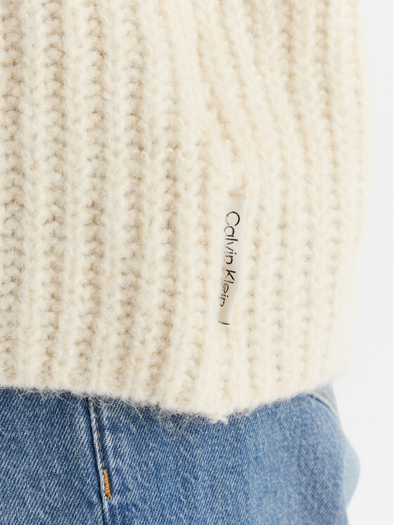Calvin Klein Jeans Calvin Klein Jeans Rollkragenpullover Brushed Wool Ls LV044D361G Creme Regular Fit
