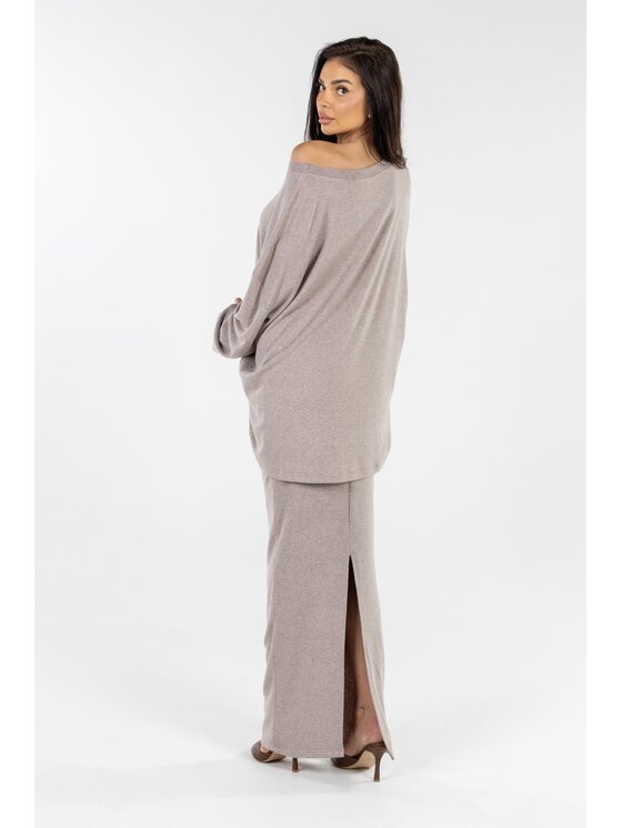 Agatha Studio Agatha Studio Komplet sweter i spódnica ołówkowa A26ZS-KS-K07 Beżowy Slim Fit