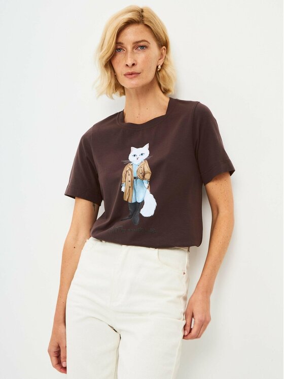 CAT by maniita lacitta CAT by maniita lacitta T-Shirt Printed T-shirt Brązowy Regular Fit