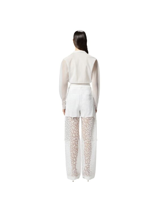 PINKO PINKO Spodnie damskie Hugo pantalone organza Biały Palazzo Fit