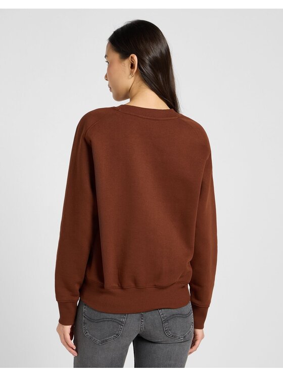 Lee Lee Bluza RAGLAN CREW SWS Brązowy Relaxed Fit