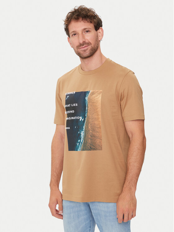 BOSS Boss T-särk Tiburt 388 50512132 Beež Regular Fit