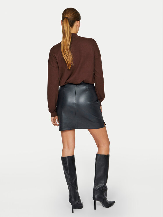 Vila Vila Dirbtinės odos sijonas Paz 14102686 Juoda Slim Fit