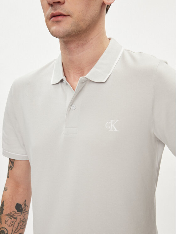Calvin Klein Jeans Calvin Klein Jeans Тениска с яка и копчета J30J315603 Сив Slim Fit
