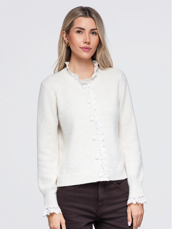 Ombre Ombre Svetr OW-SW-E0034 Béžová Slim Fit