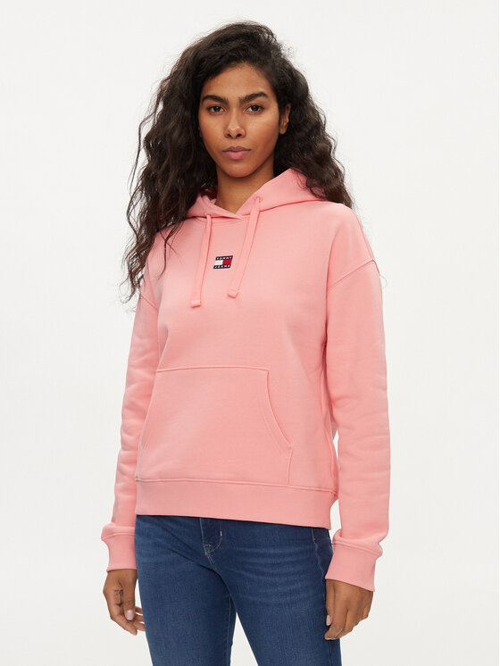Tommy Jeans Felpa Badge DW0DW17326 Rosa Boxy Fit, taglia : XXS