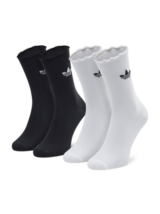 Set de 2 perechi de șosete lungi unisex adidas Ruffle Crw 2Pp HC9532 Black/White