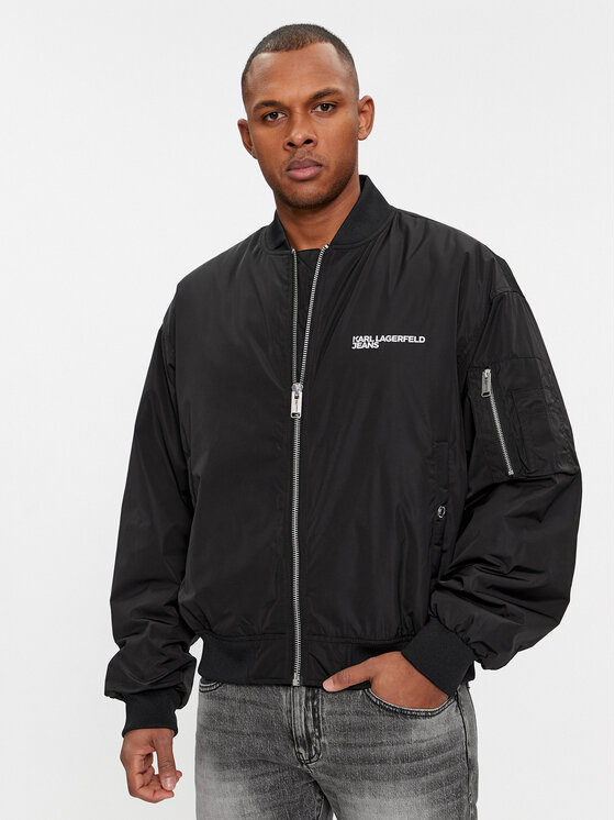 Karl Lagerfeld Jeans Karl Lagerfeld Jeans Куртка бомбер 240D1503 Чорний Regular Fit