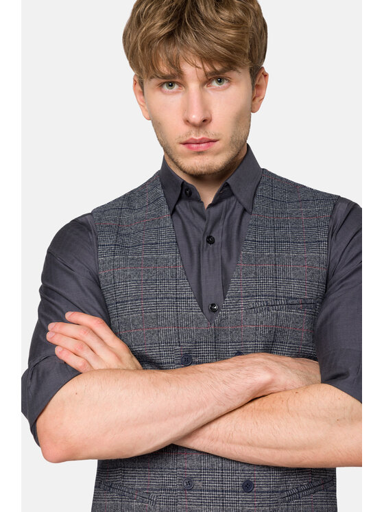 Lancerto Lancerto Kamizelka Burnley KA131223000008 Szary Slim Fit