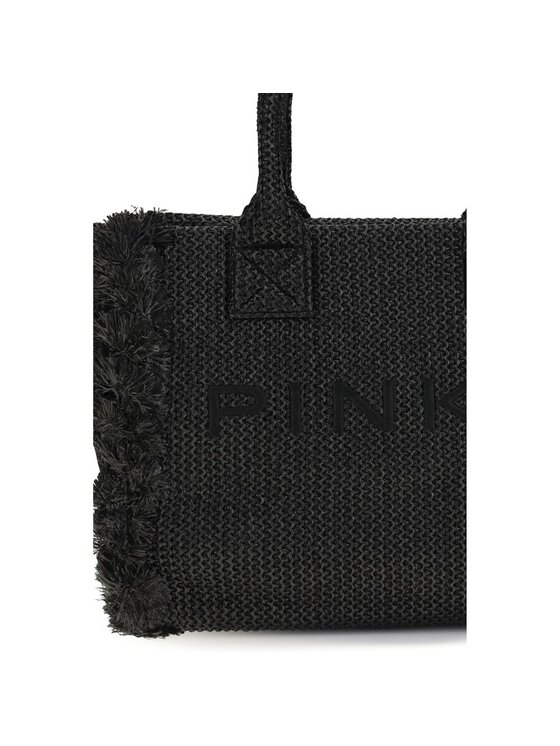 PINKO PINKO Torebka Black Raffia Shoulder Czarny