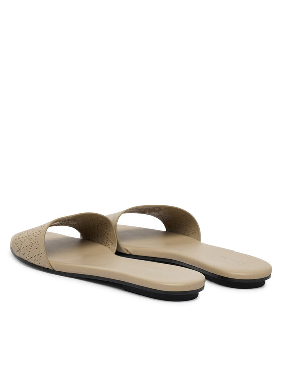 Calvin Klein Calvin Klein Şlapi Org Flat Sndl One Bar Lth Aop HW0HW02857 Bej