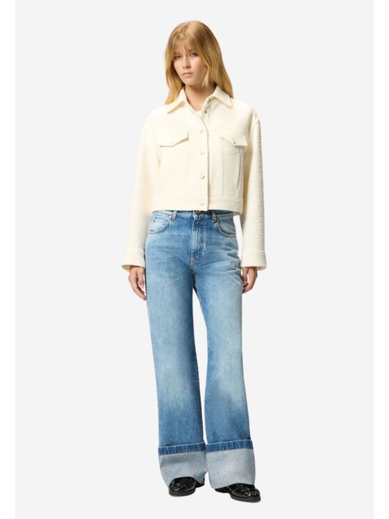 PINKO PINKO Kurtka damska GELATO GIUBBINO TWEED FANTASIA ACCOPPIATO Beżowy Regular Fit