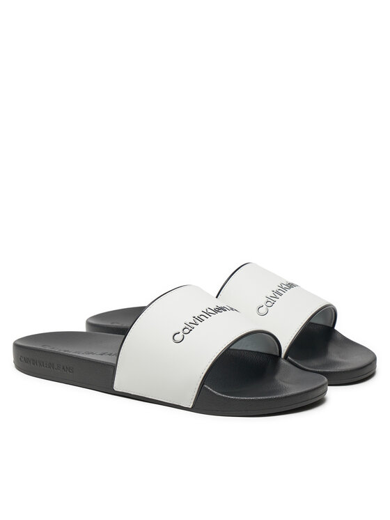 Calvin Klein Jeans Calvin Klein Jeans Natikači Slide Institutional YM0YM01019 Bela