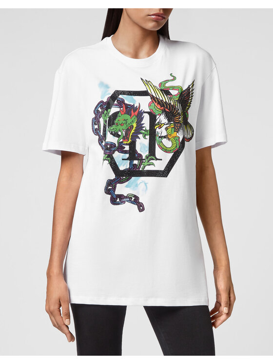 PHILIPP PLEIN PHILIPP PLEIN T-Shirt 5509 Bílá Regular Fit