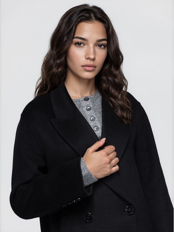 Ombre Ombre Płaszcz przejściowy OW-CT-E0029 Czarny Relaxed Fit