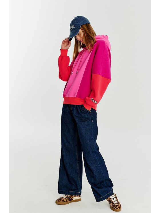 NAOKO NAOKO Mikina Flameberry Ružová Oversize