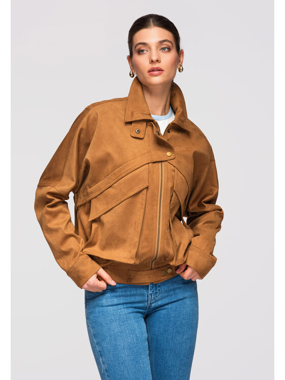 Ombre Ombre Kurtka bomber OW-JAFL-0122 Miedziany Regular Fit
