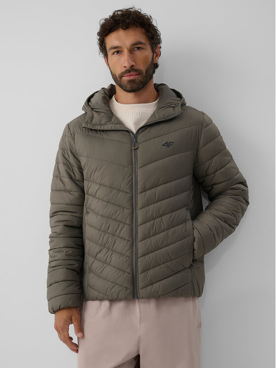 4F 4F Kurtka puchowa BASIC+ Khaki Regular Fit