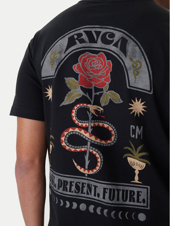 RVCA RVCA Тишърт Roses Poster EVYZT00281 Черен Regular Fit