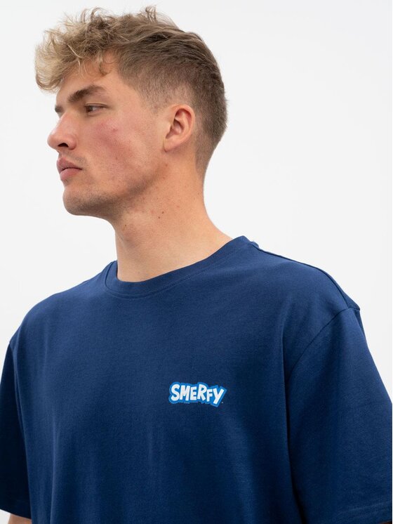 Smerfy Smerfy T-Shirt Koszulka Z Krótkim Rękawem Oversize Męska Granatowa Smerfy Quarter S Niebieski Oversize