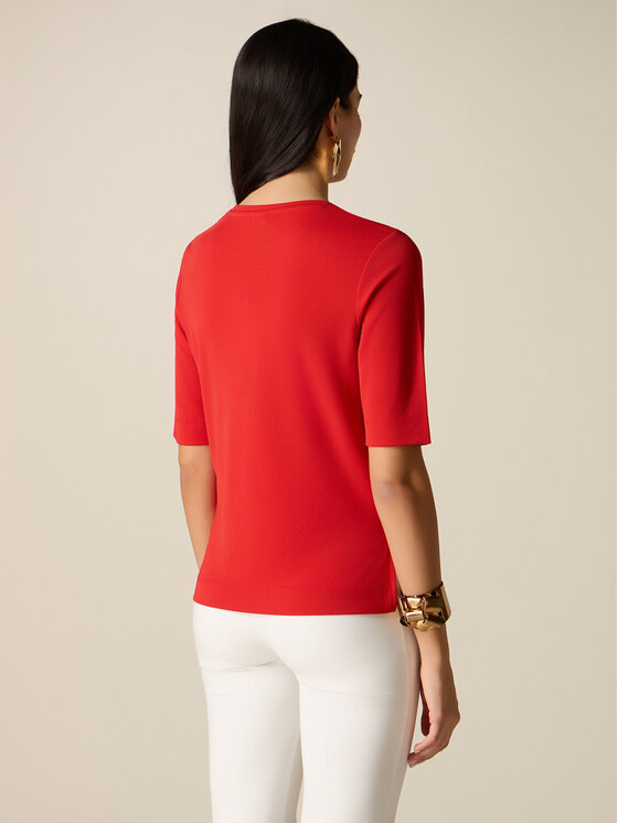 Oltre Oltre T-Shirt G075J004532N016 Czerwony Regular Fit